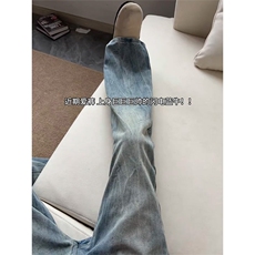 美式复古闪电竹节纹牛仔裤男款直筒微喇裤子HTG56P47，男装牛仔裤，星座1112-1