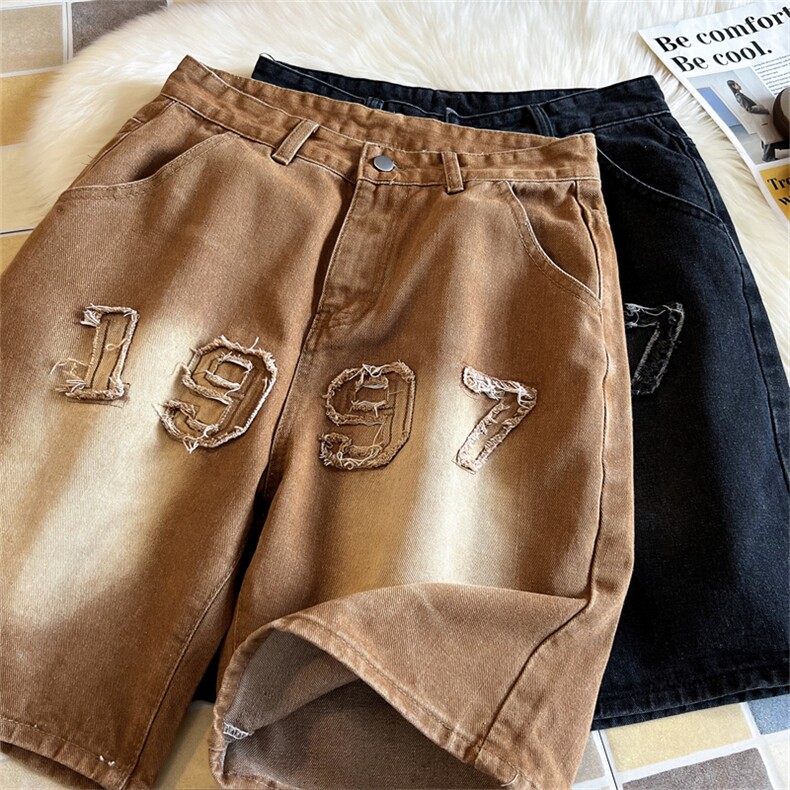 23夏季新款字母刺绣短裤A316-1-K1131控48,男装牛仔裤,星座906（原电商a316-1）