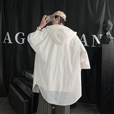 休闲男士中长款夏季2023新款连帽防晒上衣风衣夹克外套CS102P40，男装风衣，星座1116-2