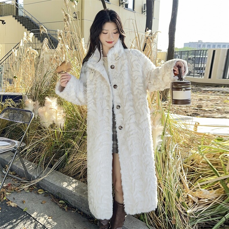 加厚环保水貂绒外套女2025冬季新款羊羔毛皮草大衣中长皮毛一体,女装皮草,2C229
