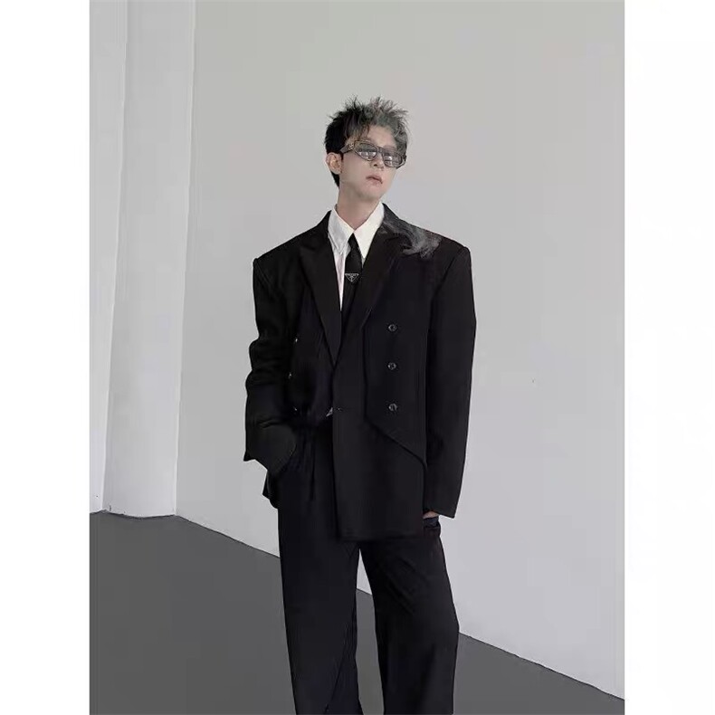 秋冬季男士网红西装外套高级感修身西服伴郎婚礼服时尚上衣图片