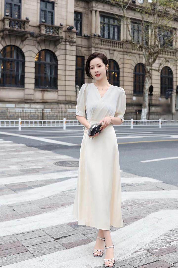 现醋酸缎连衣裙，女装连衣裙，伊丽叶