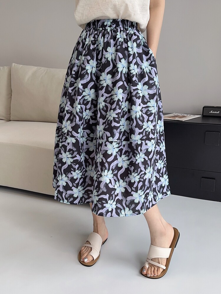 【夏季新款】印花棉料半身裙P70-K110,女装半身裙,简古
