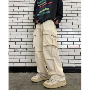 美式高街9工装直筒裤男潮牌hiphop阔腿拖地裤XZ211-1-K2202-P65图片