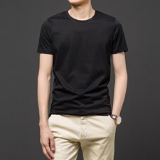 新款纯色短袖T恤男士夏季透气中青年圆领上衣服男装潮牌体恤P475，男装T恤，钱塘6003A(原)4033A