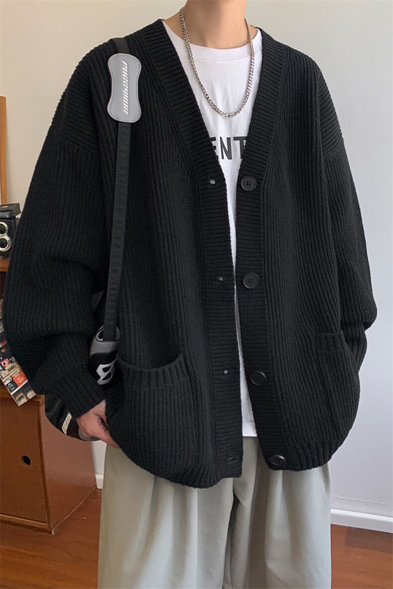 冬季新款D5589-TP5588休闲纯色慵懒风V领针织衫毛衣男开衫,男装针织衫/毛衣,电商A102