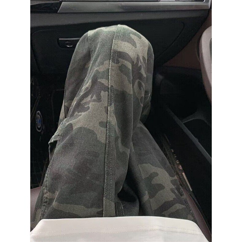 迷彩工装裤男款夏季美式复古vibe伐木裤子直筒微喇牛仔裤,男装牛仔裤,星座410-7