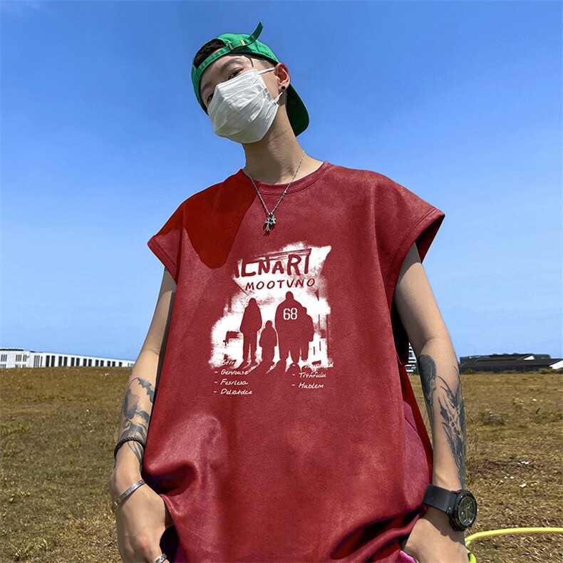 量大优供视频得物直播品220克夏季麂皮绒背心无袖T恤BJ229,男装T恤,电商A486
