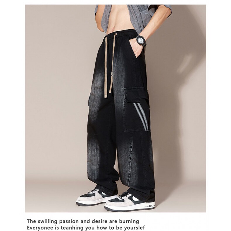 网图现货新款工装牛仔裤潮流时尚休闲原宿流行直筒裤R2590-P75，男装牛仔裤，星座1005-4