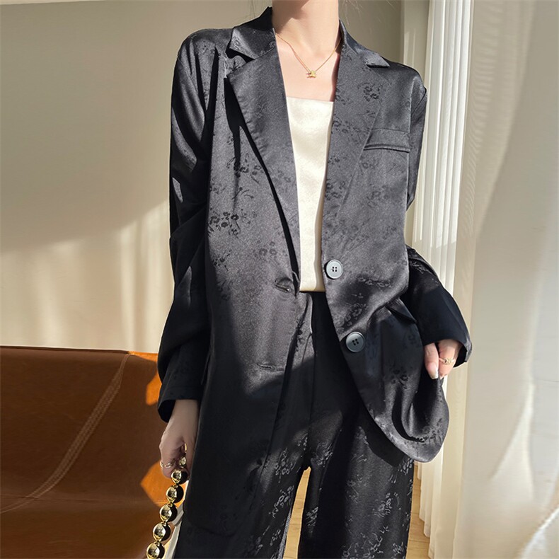 2025春新款提花西装外套女宽松显瘦西服通勤中式国风遮肉显瘦上衣,女装西装,佳绒高端店