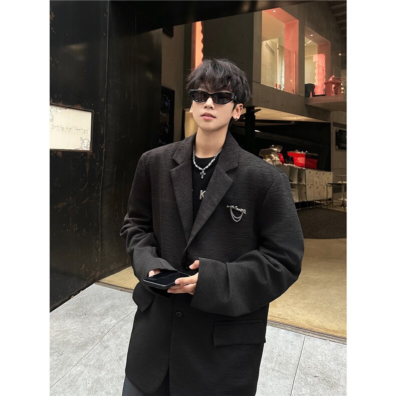 男士西装商务外套秋季宽松小众韩版百搭西装上衣HY665TP70,男装西服套装,电商A102B