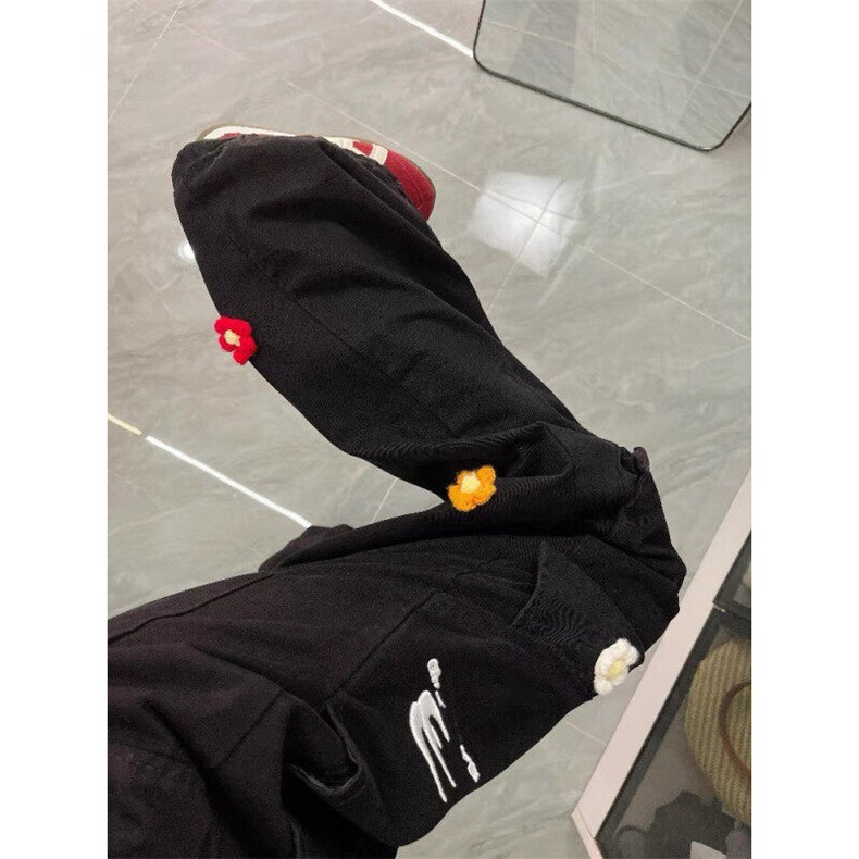 纯棉花朵刺绣工装牛仔裤ZK0377-P68图片