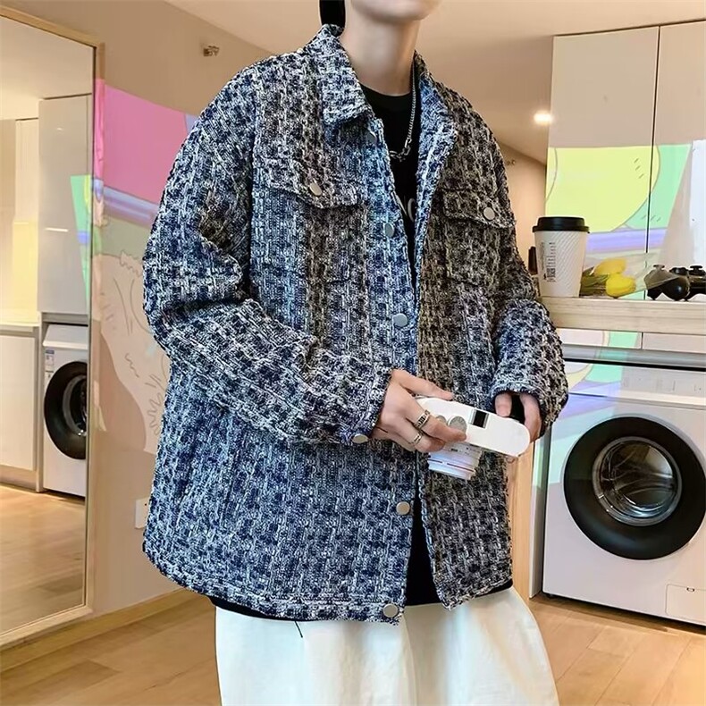 复古小香风设计感夹克男女潮牌街头宽松格子休闲外套JK480-P59,男装夹克,星座1008