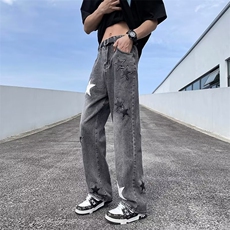 美式牛仔裤男春秋新款休闲直筒裤贴标五角星牛仔裤SG06P45，男装牛仔裤，星座1116-2