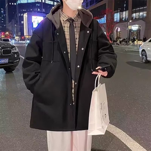 假两件连帽外套男春秋2025新款青少年宽松休闲男生棒球服夹克图片