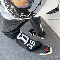 B221美式ins高街暗黑小众印花修身小脚牛仔裤LK23059-P60控78，男装牛仔裤，电商B221