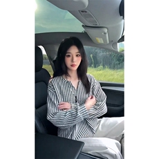 美式高街千鸟格子长袖T恤男女亨利V领英伦雅痞休闲宽松长袖打底衫，男装T恤，电商A486