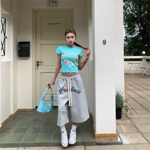2025夏季美式七分裤男女宽松阔腿直筒短裤潮XA1569-P38图片