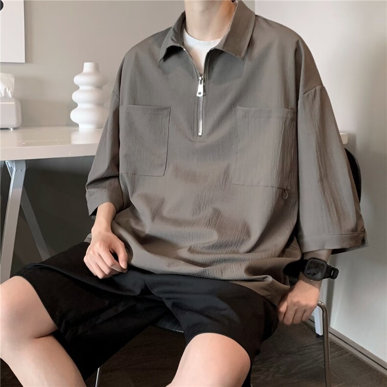 夏季新款衬衫潮流慵懒男方领衬衫W1261P33,男装衬衫,星座1116-2