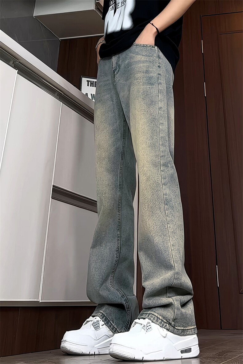 B221美式ins高街暗黑小众修身微喇牛仔裤LK24168-P60控78,男装牛仔裤,电商B221