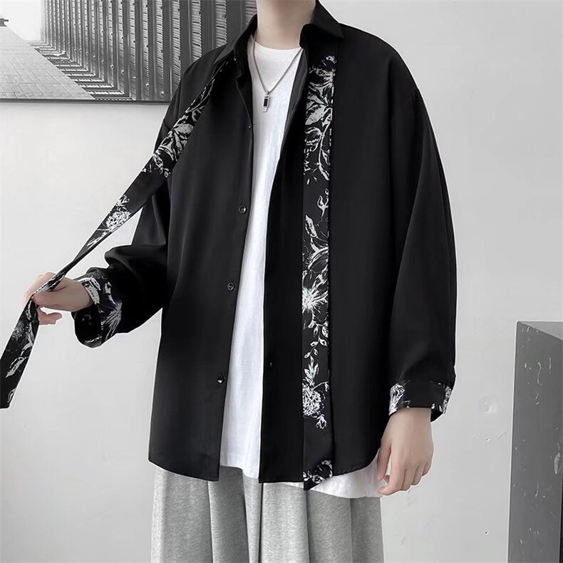 长袖衬衫春款男港风潮流CS19P30图片