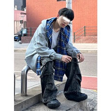 04秋冬新款潮牌时尚夹两件格子拼接上衣外套-WT210-网络图-现货，女装短外套，星座1002-2