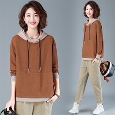 时尚潮流舒适长袖卫衣/绒衫2021年秋季休闲连帽套头，女装卫衣/绒衫，简韵佳