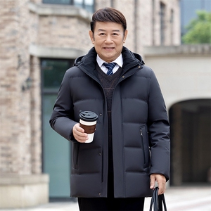 大货主推新款可拆卸帽中老年羽绒服外套男士加厚爸爸装羽绒服大衣图片