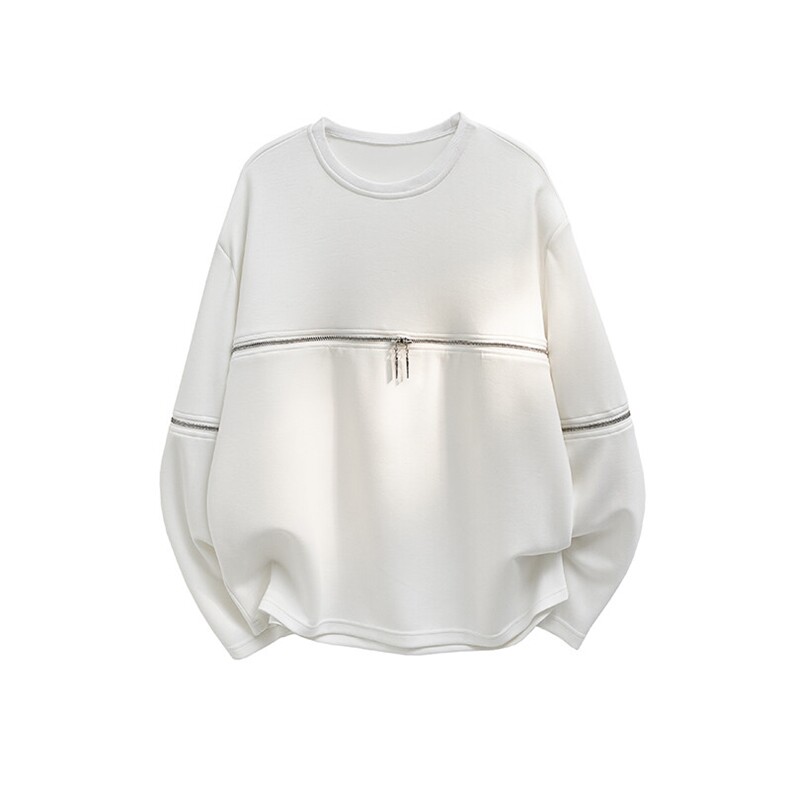 得物高品质现货春款美式垫肩拉链可拆卸机车高街时尚打底卫衣P55，男装卫衣，电商B319