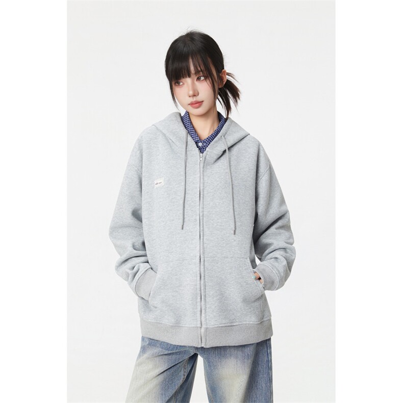 5646-P55韩版新款设计感拉链开衫连帽卫衣外套薄款,女装短外套,星座617A-2
