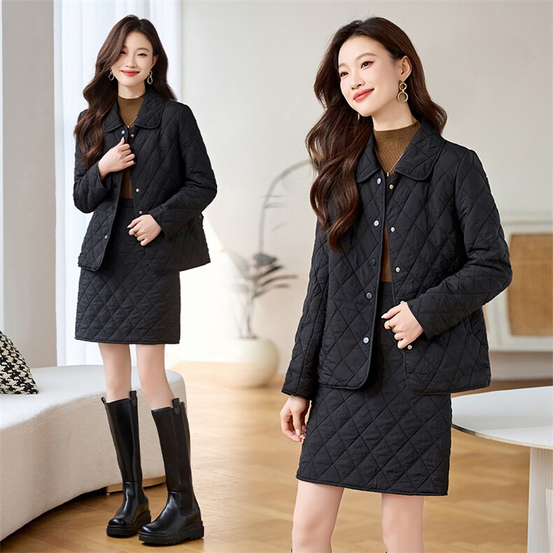 香莘料2025年冬装新款韩版气质两件套棉衣棉服套装8023,女装棉衣/棉服,香莘料