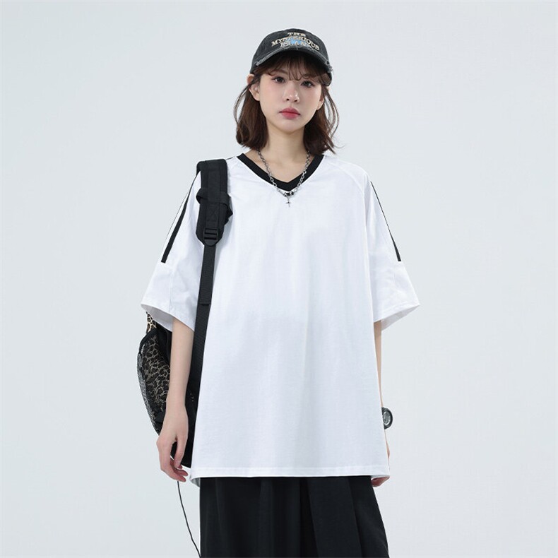 T8925-P40M-6XL大码撞色插肩袖美式重磅男女同款短袖T恤控79,男装T恤,星座109