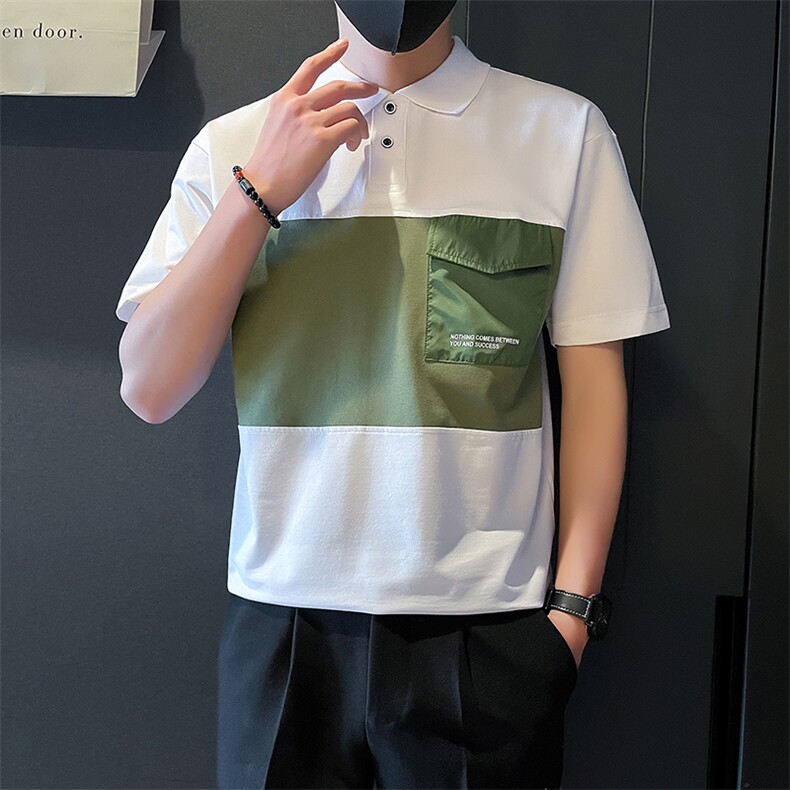 夏社会小伙高级感拼接撞色POLO衫短袖T恤A210-A212-P58控78,男装T恤,星座210-3