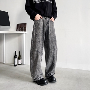 2025新款美式弯刀牛仔裤宽松水洗解构风阔腿裤百搭现货K8335-P55图片