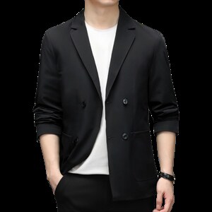 休闲西装男2023秋季新款男士宽松外套西服中年商务休闲男装上衣图片