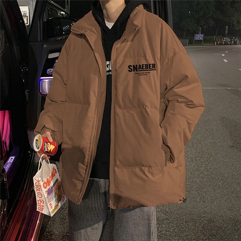 港风23新款冬季时尚百搭字母印花加厚棉服MY62062特批75控118,男装棉衣,电商A268A