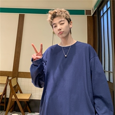 抖音供货2025春装新款纯色长袖T恤打底衫A158-CX888-P16特价，男装T恤，电商A158