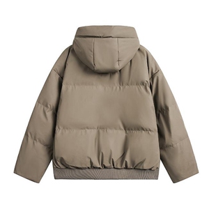 现货5W件冬季三防重磅boxy短款羽绒连帽PU皮棉衣外套防风加厚棉服