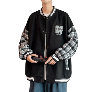 港风拼接棒球服百搭休闲宽松夹克外套男XZ214-8 JK809 P65图片