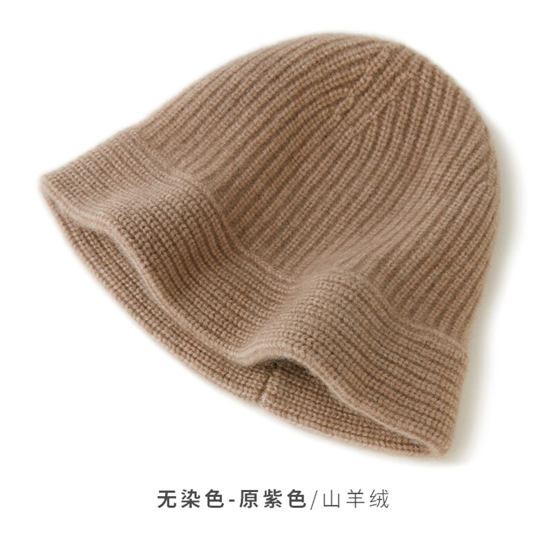 羊绒条纹针织渔夫帽保暖舒适时尚,饰品帽子,远腾羊绒