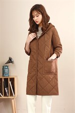 2021冬装新款中长款连帽菱形棉衣，女装棉衣/棉服，小林双子