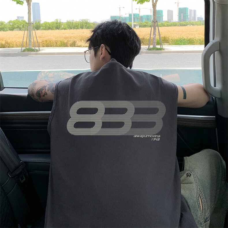量大优 得物抖音高品质重磅230克美式印花无袖t恤背心WB336 特P18图片
