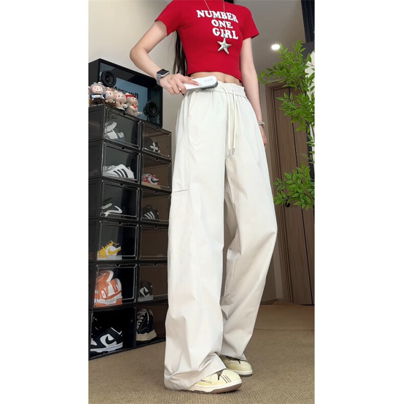 老钱风美式复古运动裤三防冲锋裤直筒休闲裤504-K254-特P25控49，女装休闲裤，星座504