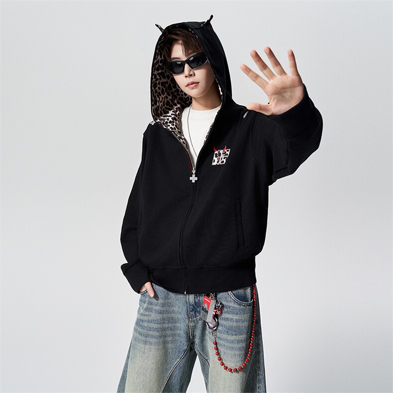 有长图华棉复合开衫连帽卫衣男秋宽松拉链外套WY00785/P65加绒P75,女装短外套,电商B316