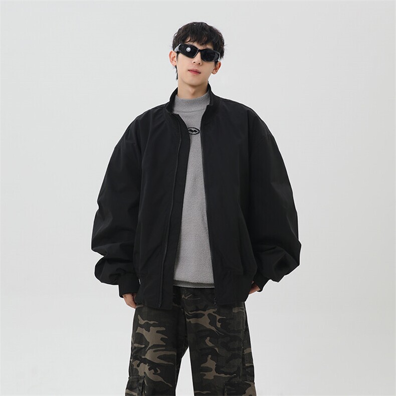 港风日系复古设计感拼接高领开衫夹克外套XZ213-JK4000-P60控88,男装夹克,星座213