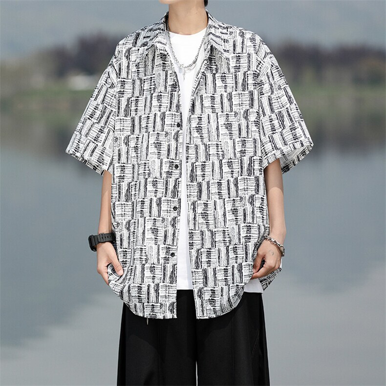 8XL-M花衬衫男款短袖夏季冰丝薄款花衬衣大码寸衫外套DC28013P38图片