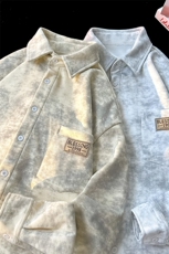 8XL-M秋冬款加绒加厚衬衫男做旧脏脏保暖外套大码衬衣CS29002P65，男装衬衫，电商B312