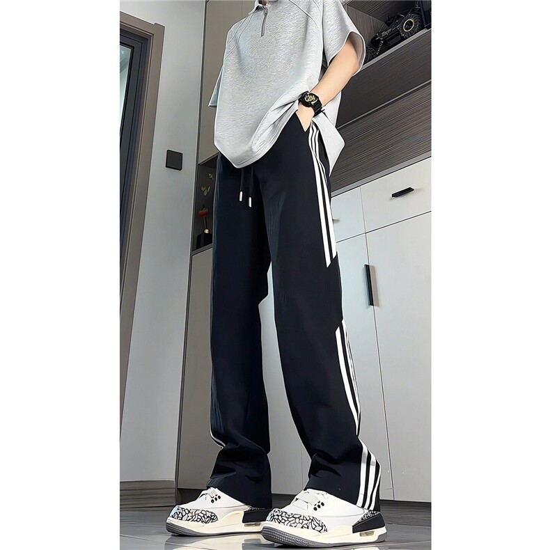 高个子加长男裤子夏季冰丝薄款休闲裤190cm115条纹运动裤KZ048P50,男装休闲裤,电商B312