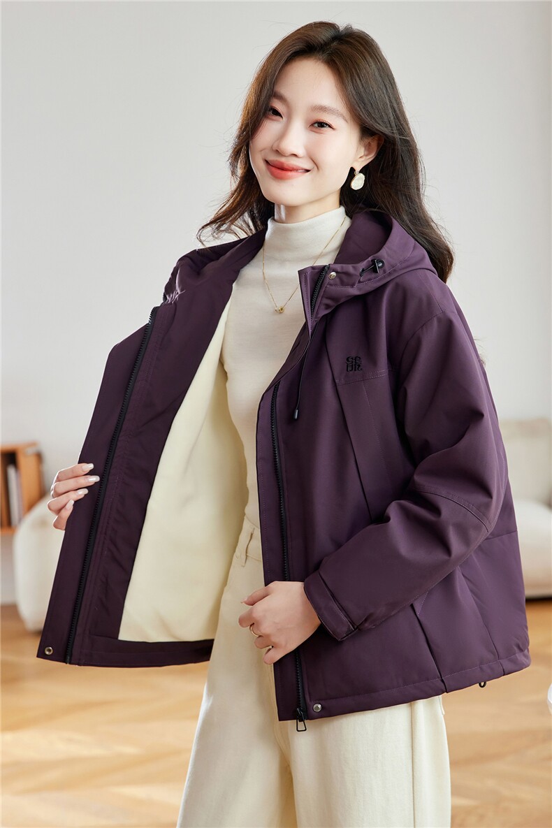 时尚连帽加绒加厚棉服外套女2025秋冬新款宽松显瘦短款派克服棉衣,女装棉衣/棉服,沐七七