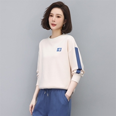 时尚撞色宽松卫衣女新款韩版百搭显瘦长袖上衣学生休闲外套潮，女装卫衣/绒衫，依恋蒂丝